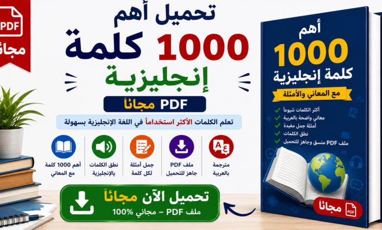 أهم 1000 كلمة إنجليزية PDF مجاناً - حمل الآن!