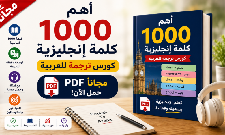 أهم 1000 كلمة إنجليزية PDF مجاناً: كورس ترجمة للعربية