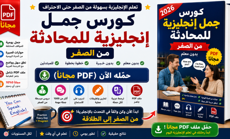 كورس جمل إنجليزية للمحادثة من الصفر (PDF مجاناً) بدون معلم