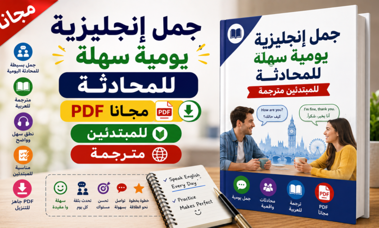 جمل إنجليزية يومية سهلة للمحادثة PDF مجاناً للمبتدئين مترجمة