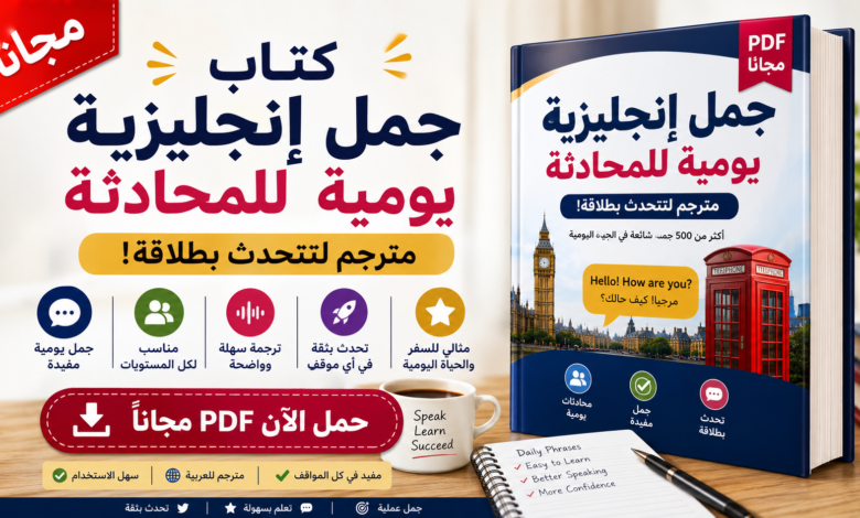 كتاب جمل إنجليزية يومية للمحادثة PDF مجاناً | مترجم لتتحدث بطلاقة!
