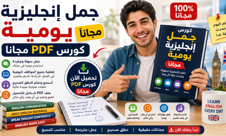 جمل إنجليزية يومية مجانا | كورس PDF مجانا