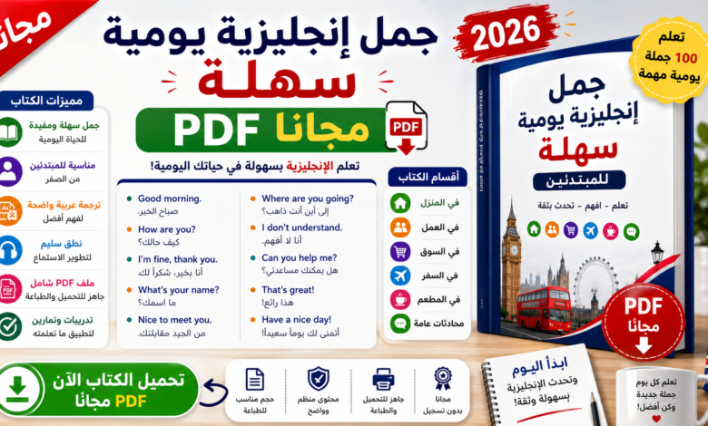 جمل إنجليزية يومية سهلة PDF مجانا 2026