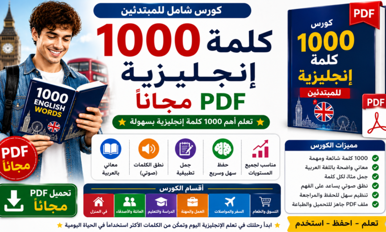 كورس 1000 كلمة إنجليزية PDF مجاناً بالعربية
