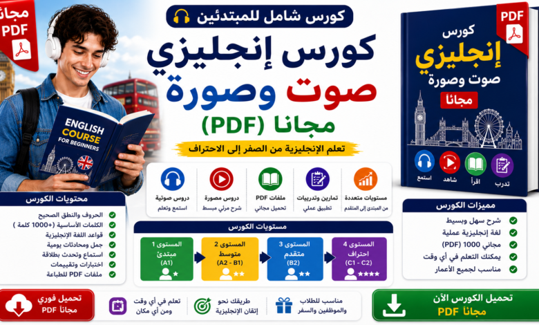 كورس انجليزي صوت وصورة مجاناً (PDF)